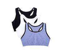 Fruit of the Loom Built Up Tank Style Sports Bra Fashion Colors Sujetador Deportivo, Opaco, Blue Gem H W.blk/White/Black H, 75 (Pack de 3) para Mujer