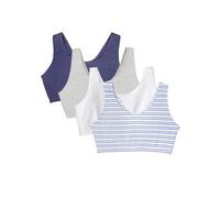 Fruit of the Loom Built Up Tank Style Sports Bra Value Pack Sujetador Deportivo, Cottage Stripes/Skipper Blue/Grey Heather/White, 68 4 para Mujer