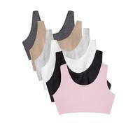 Fruit of the Loom Built Up Tank Style Sports Bra Value Pack Sujetador Deportivo, Opaco, Arena, Blanco, Gris Jaspeado, Negro, Rubor, carbón, 70 6 para Mujer