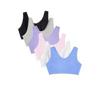 Fruit of The Loom Built Up Tank Style Sports Bra Value Pack Sujetador Deportivo, Opaco, Azul/Blanco/Rosa/Jacinto/Gris/Negro, 115 6 para Mujer