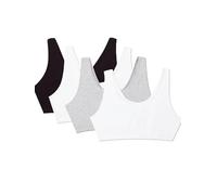 Fruit of the Loom Built Up Tank Style Sports Bra Value Pack Sujetador Deportivo, Opaco, Negro, Blanco, Gris Jaspeado, 4 Unidades, 34 Mujer
