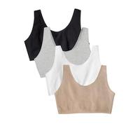 Fruit of the Loom Built Up Tank Style Sports Bra Value Pack Sujetador Deportivo, Opaco, Negro/Gris Jaspeado/Arena/Blanco, 72 4 para Mujer