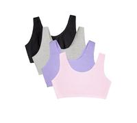 Fruit of the Loom Built Up Tank Style Sports Bra Value Pack Sujetador Deportivo, Opaco, Rosa Gatito/Jacinto/Gris Jaspeado/Tono Negro, 68 4 para Mujer