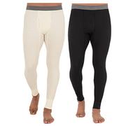 Fruit of the Loom Men's Recycled Premium Waffle Thermal Underwear Bottom (1, 2, 3, and 4 Packs), Black/Natural, Medium