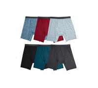 Fruit of The Loom Calzoncillos Tipo bóxer microelásticos estándar para Hombre, diseñados para moverse contigo, Ligeros y absorben la Humedad, Pierna Larga, Paquete de 6, Colores Surtidos