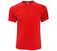 Fruit of the Loom - Camiseta Básica de Manga Corta de Calidad diseño Original Hombre Caballero (Grande (L)) (Rojo)