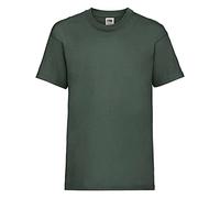 Fruit of the Loom - Camiseta básica de Manga Corta para niño/niña Unisex - 100% Algodon de Primera Calidad (Paquete de 2) (12-13 años) (Verde Botella)