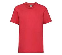 Fruit of the Loom - Camiseta básica de Manga Corta para niño/niña Unisex - 100% Algodon de Primera Calidad (Paquete de 2) (3-4 años) (Rojo)