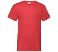 Fruit of the Loom - Camiseta Básica de Pico de Manga Corta Hombre (3XL/Rojo)