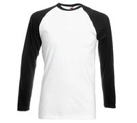 Fruit of the Loom - Camiseta de béisbol de manga corta Blanco Blanco y negro. L