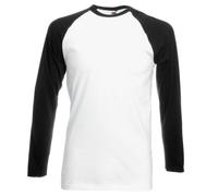 Fruit of the Loom Camiseta de béisbol de manga larga para hombre (L) (blanco/negro)