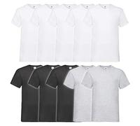 Fruit of the Loom Camiseta de Cuello en V para Hombre (Paquete de 10), 5blanco3negro2gris, XXXL