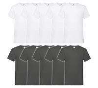 Fruit of the Loom Camiseta de Cuello en V para Hombre (Paquete de 10), 5weiss5antracita, XL
