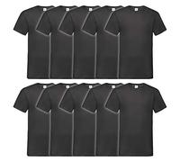 Fruit of the Loom Camiseta de Cuello en V para Hombre (Paquete de 10), Negro (Black 36), XXXXL