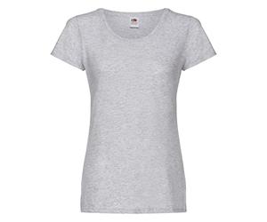 Fruit of the Loom - Camiseta de Manga Corta Ajustada Modelo Lady-Fit Original para Mujer (2XL) (Gris)