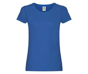 Fruit of the Loom - Camiseta de Manga Corta Ajustada Modelo Lady-Fit Original para Mujer (Pequeña (S)) (Azul eléctrico)