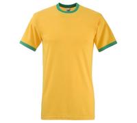 Fruit of the Loom - Camiseta de Manga Corta con Bordes Hombres (Extra Grande (XL)/Amarillo/Verde Kelly)
