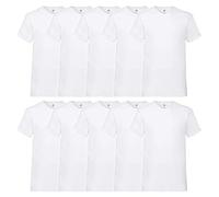 Fruit of The Loom - Camiseta de Manga Corta con Cuello en V para Hombre (10 Unidades) Blanco Blanco S
