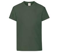 Fruit of the Loom - Camiseta de Manga Corta Original niños (12-13 años/Verde Botella)