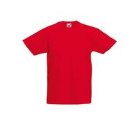 Fruit of the Loom - Camiseta de Manga Corta Original niños (7-8 Años/Rojo)