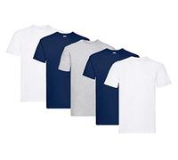 Fruit of The Loom Camiseta de Manga Corta para Hombre Super Premium (Paquete de 5), 2weiss2navy1grau, XXL