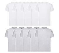 Fruit of the Loom Camiseta de Manga Corta Super Premium para Hombre, Blanco/Gris, L, Gris, L, Gris, L