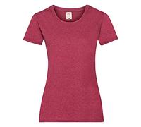 Fruit of the Loom- Camiseta de Manga Corta Valueweight para Mujer (M) (Rojo Vintage)