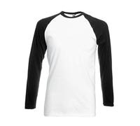Fruit of the Loom - Camiseta de manga larga para béisbol deportiva Mujer Hombre, blanco / negro, M