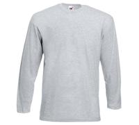 Fruit of the Loom - Camiseta de manga larga para hombre, cuello redondo gris gris XX-Large
