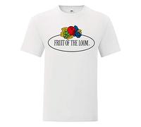 Fruit of the Loom Camiseta Iconic 150 con logotipo vintage en el pecho, Blanco - Logo Vintage Grande, XL