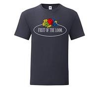 Fruit of the Loom Camiseta Iconic 150 con logotipo vintage en el pecho, Deep Navy - Logo Vintage Grande, M