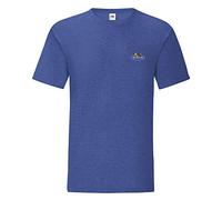 Fruit of the Loom Camiseta Iconic 150 con logotipo vintage en el pecho, Retro Royal Blue Jaspeado - Logo Vintage Pequeño, M