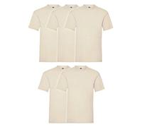 Fruit of the Loom - Camiseta icónica, ligera de Ringspun, paquete de 5, T-Shirt para hombre, natural, S