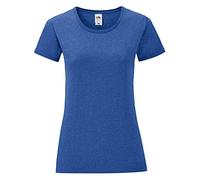 Fruit of the Loom - Camiseta Icónica para Mujer señora (S) (Azul Real Jaspeado)