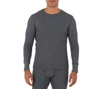 Fruit of the Loom Men's Recycled Waffle Thermal Underwear Crew Top (1 and 2 Packs), Greystone Heather, Medium