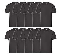Fruit of The Loom Camiseta Original para Hombre (Paquete de 10), Negro, L