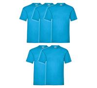 Fruit of the Loom Camiseta original para hombre, paquete de 10 o 5 unidades, azul azur, L