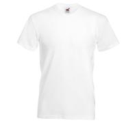Fruit Of The Loom - Camiseta para hombre, manga corta, cuello de pico blanco L