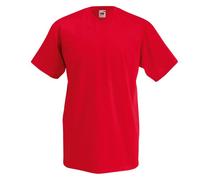 Fruit Of The Loom - Camiseta para hombre, manga corta, cuello de pico rojo S