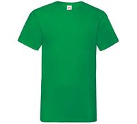 Fruit Of The Loom - Camiseta para hombre, manga corta, cuello de pico verde suave XL