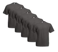 Fruit of the Loom Camiseta para hombre original de la marca, con logotipo, paquete de 5 unidades, Light Graphite, XXL