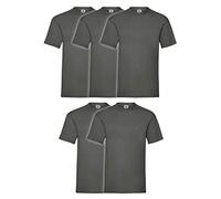 Fruit of the Loom Camiseta para hombre original de la marca, con logotipo, paquete de 5 unidades, Light Graphite, XXL
