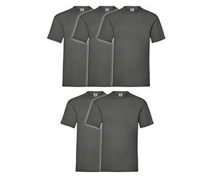 Fruit of the Loom Camiseta para hombre original de la marca, con logotipo, paquete de 5 unidades, Light Graphite, XXL