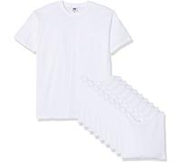 Fruit of the Loom Camiseta para hombre Valueweight, 5 unidades, Blanco + Bolsa de Tela Myshirt, S