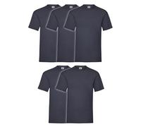 Fruit of the Loom Camiseta para hombre Valueweight, 5 unidades, Deep Navy + Myshirt Bolsa de Tela, XXL