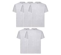 Fruit of the Loom Camiseta para hombre Valueweight, 5 unidades, Gris jaspeado + bolsa de tela Myshirt, XXL