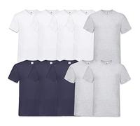 Fruit of the Loom Camiseta Valueweight de Cuello en V para Hombre (10 Unidades), 4weiss3deepazul Marino 3 Gris, M