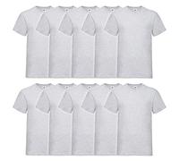 Fruit of the Loom Camiseta Valueweight de Cuello en V para Hombre (10 Unidades), Gris, L
