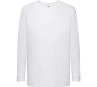 Fruit of the Loom - Camiseta Valueweight de manga larga para niño, color blanco, talla única