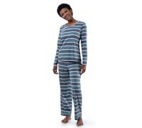 Fruit of the Loom Camiseta y pantalón de Manga Larga para Mujer 2 Piezas Sleep Set, Blanco (All White), X-Large